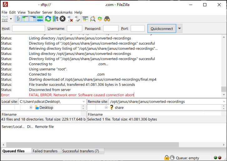 How to prevent connections from closing after a while in FileZilla