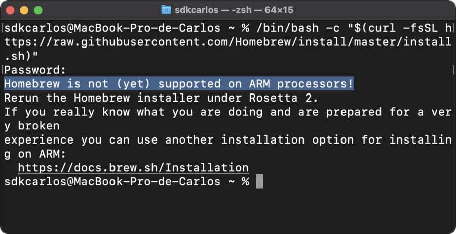 如何解决自制软件安装错误：ARM 处理器（尚）不支持自制软件！