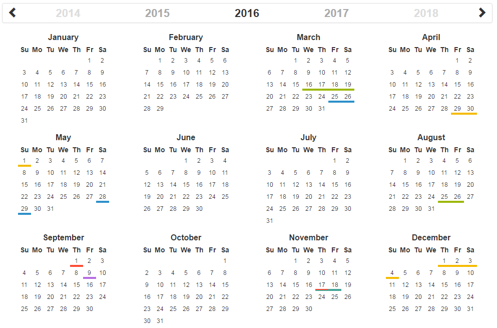 Bootstrap year calendar