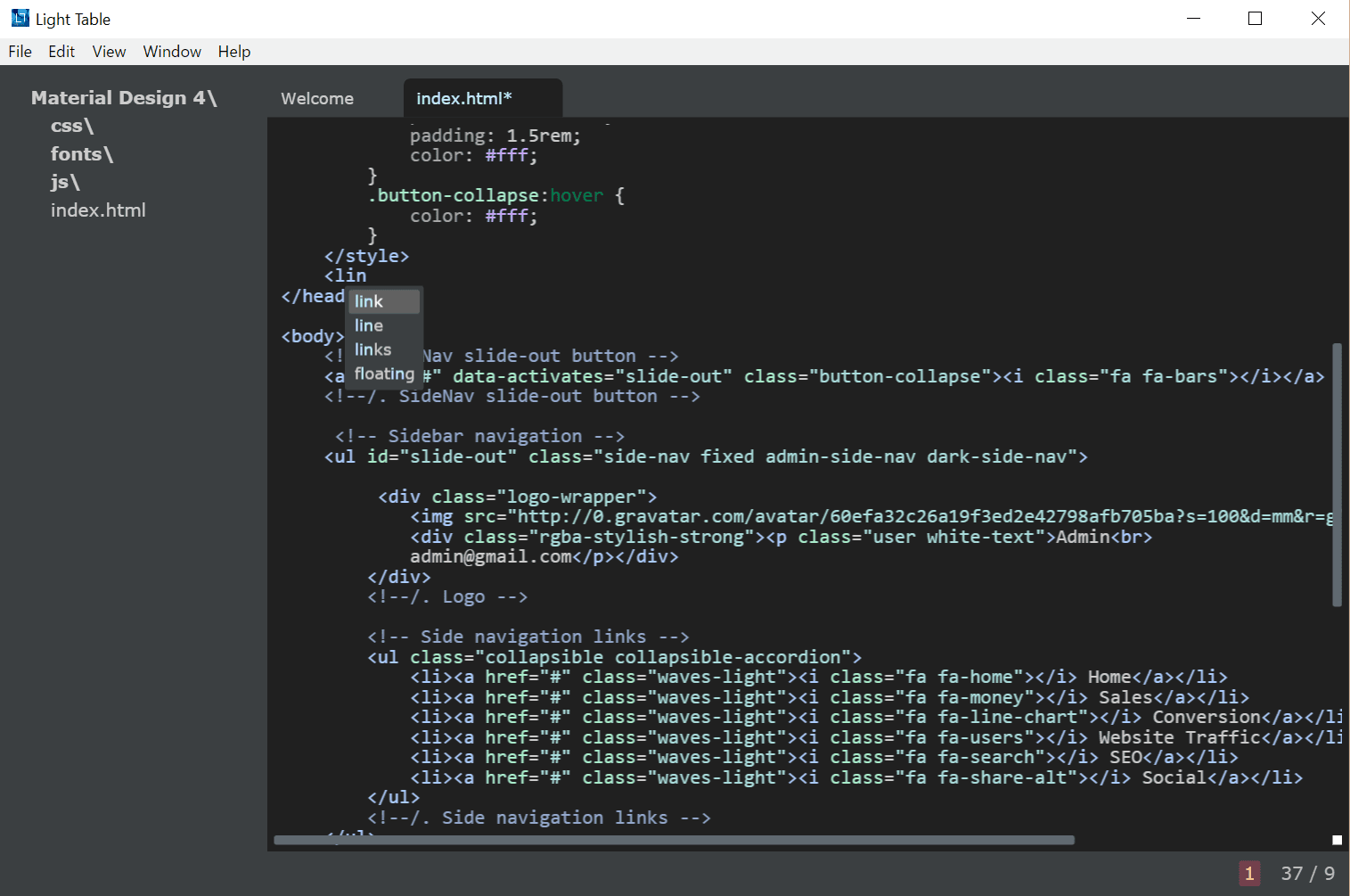 lighttable code folding