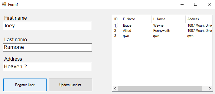 Form insertion