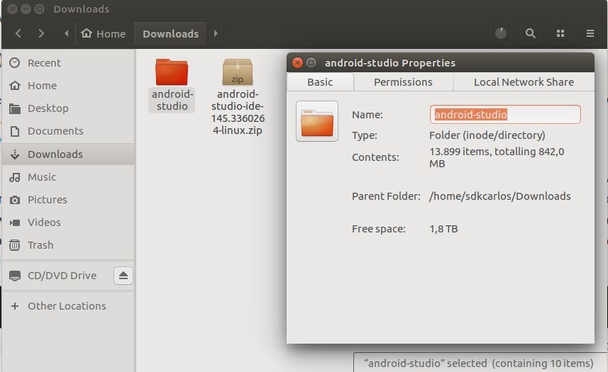 how to install android studio in ubuntu using terminal