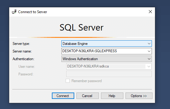 SQL Server Management Studio SSMS Login