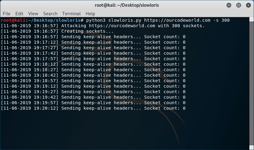 kali linux slowloris attack