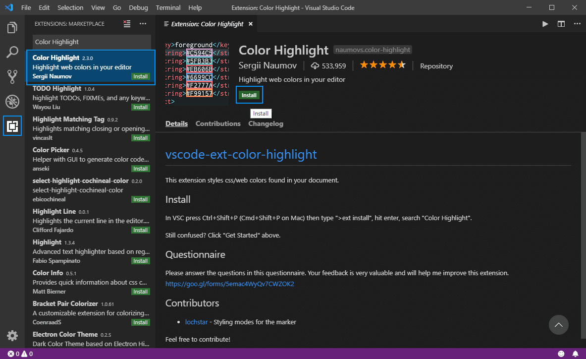 How to highlight colors (rgb, hex, hsl, rgba) in Visual Studio Code | Our  Code World