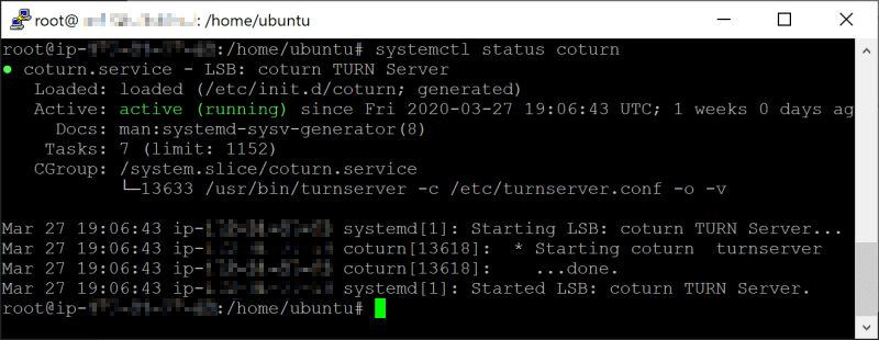 Coturn Service Daemon Ubuntu 18.04