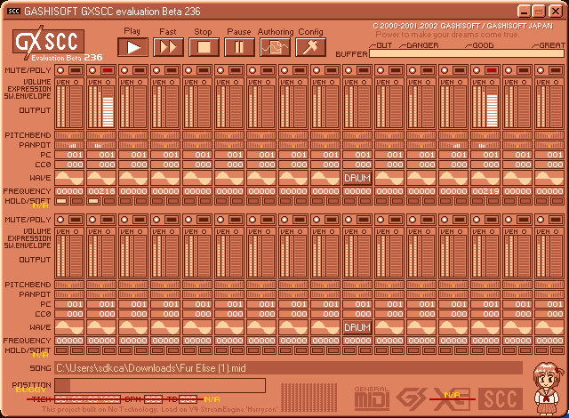 Melodía de 8 bits de Midi usando GXSCC en Windows