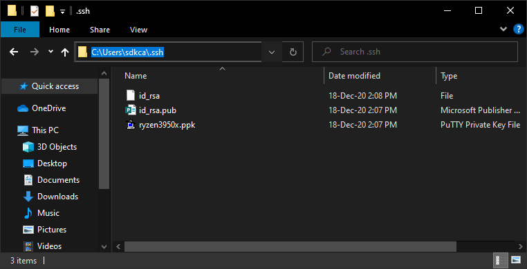 .SSH Key directory Windows