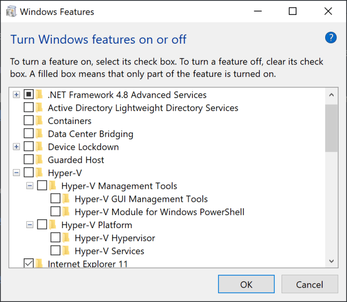 Hyper-V Disabled Windows 10